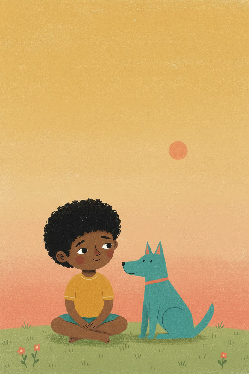 When Big Things Happen: Loss of a Pet — a boy and his dog sitting together in a warm sunset field